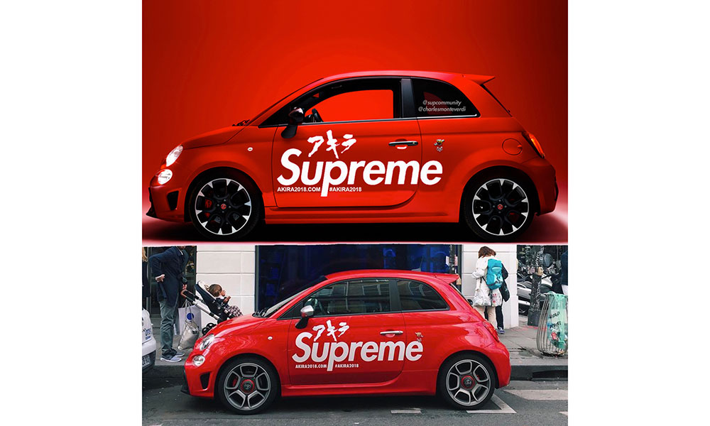 colette: 门口停了一辆《akira》 x supreme 的联名汽车