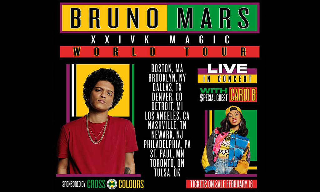 火星哥 bruno mars 即将与 cardi. b 展开巡演